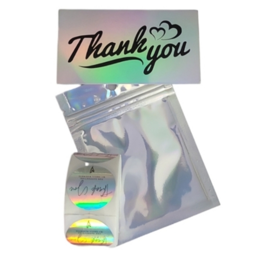 💥Hologram Thank you cards (50), thank you sticker(500) & gift bag(20). #570💥